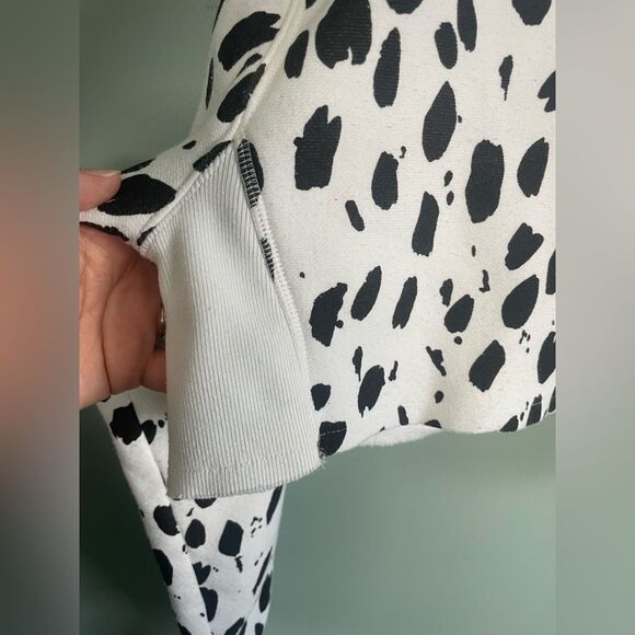 Champion Reverse Weave Dalmatian Black White Print Cropped Sweatshirt Small - Picture 4 of 7